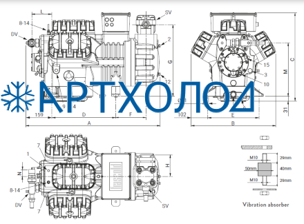 Компрессор Z40-126Y (R-404A, R-507, R-134a, R-407C MBP) Frascold Компрессор Z40-126Y (R-404A, R-507, R-134a, R-407C MBP) Frascold