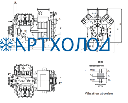 Компрессор V35-112Y (R-404A, R-507, R-134a, R-407C MBP) Frascold