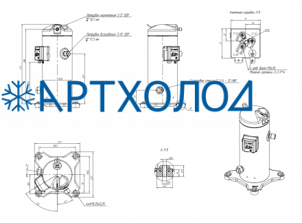 Компрессор спиральный RCM30E5LB7CA (141R8666) Ридан Компрессор спиральный RCM30E5LB7CA (141R8666) Ридан