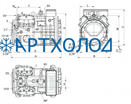 Компрессор Q5-25.1Y (R-404A, R-507, R-134a, R-407C MBP) Frascold Компрессор Q5-25.1Y (R-404A, R-507, R-134a, R-407C MBP) Frascold